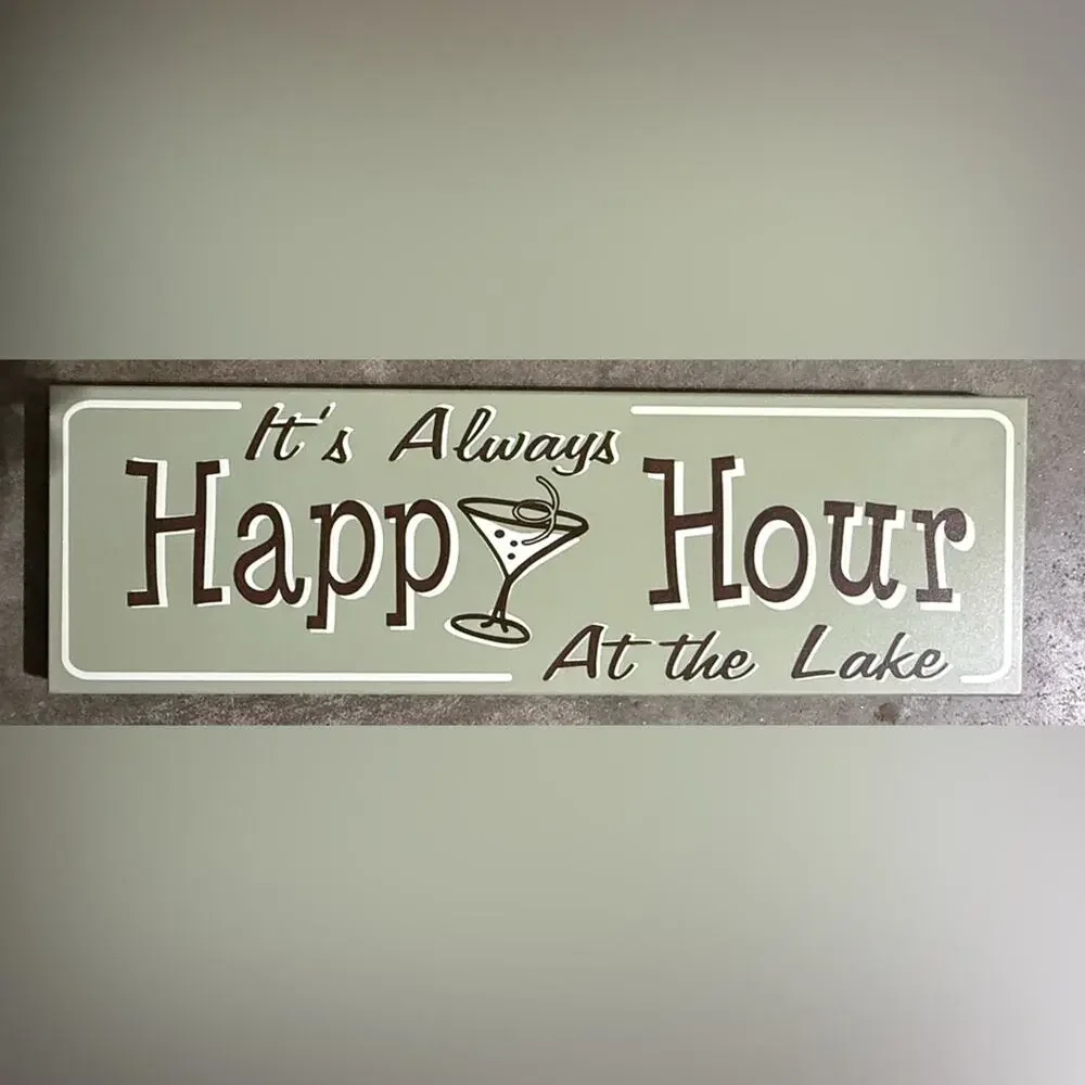 Happy Hour Wall Sign - Green and Black